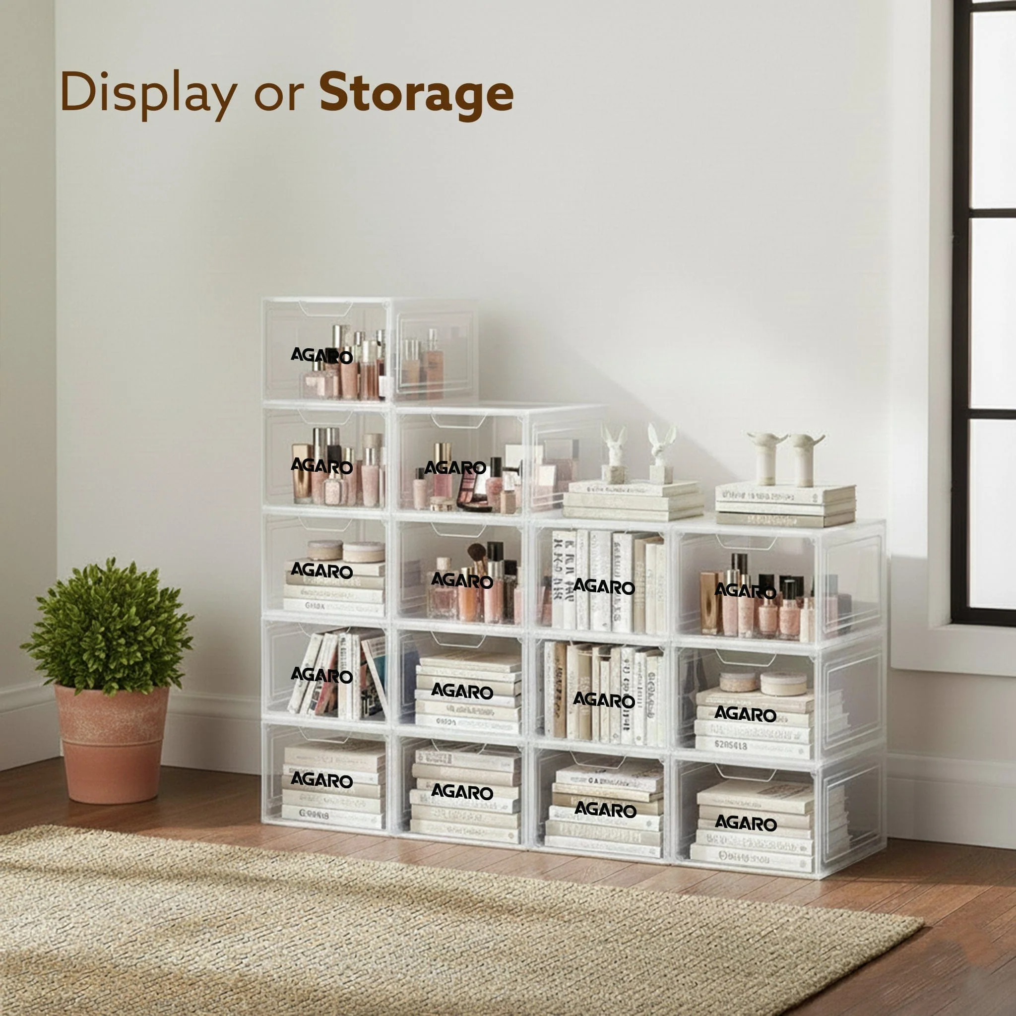Stackable Shoe Storage Box Organizer | Heavy Duty, Transparent, Plastic Sneaker Crates Container with Magnetic Door |Space Saving|Organizer for Men & Women| Fits up to Size UK 12 - Image 11