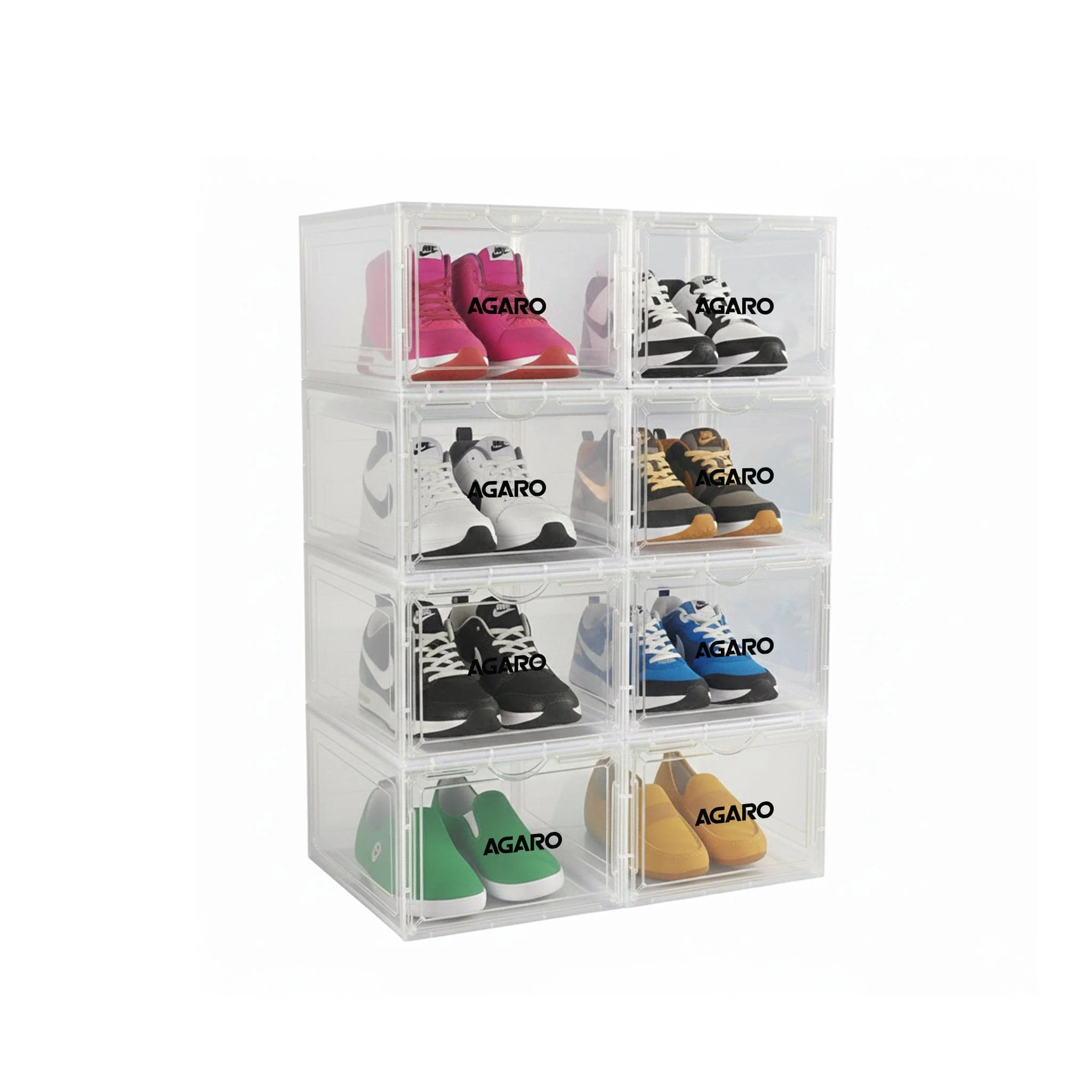 Stackable Shoe Storage Box Organizer | Heavy Duty, Transparent, Plastic Sneaker Crates Container with Magnetic Door |Space Saving|Organizer for Men & Women| Fits up to Size UK 12 - Image 12