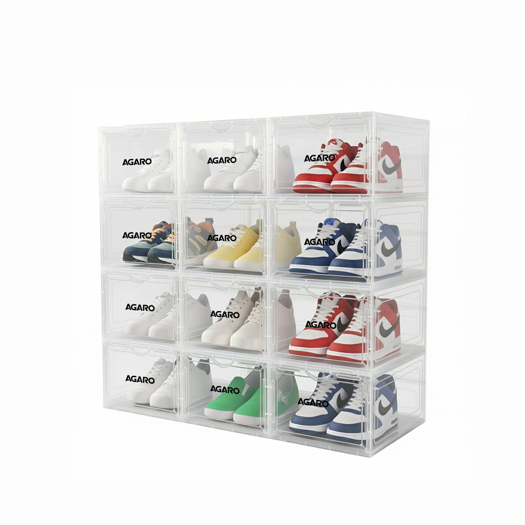Stackable Shoe Storage Box Organizer | Heavy Duty, Transparent, Plastic Sneaker Crates Container with Magnetic Door |Space Saving|Organizer for Men & Women| Fits up to Size UK 12 - Image 20