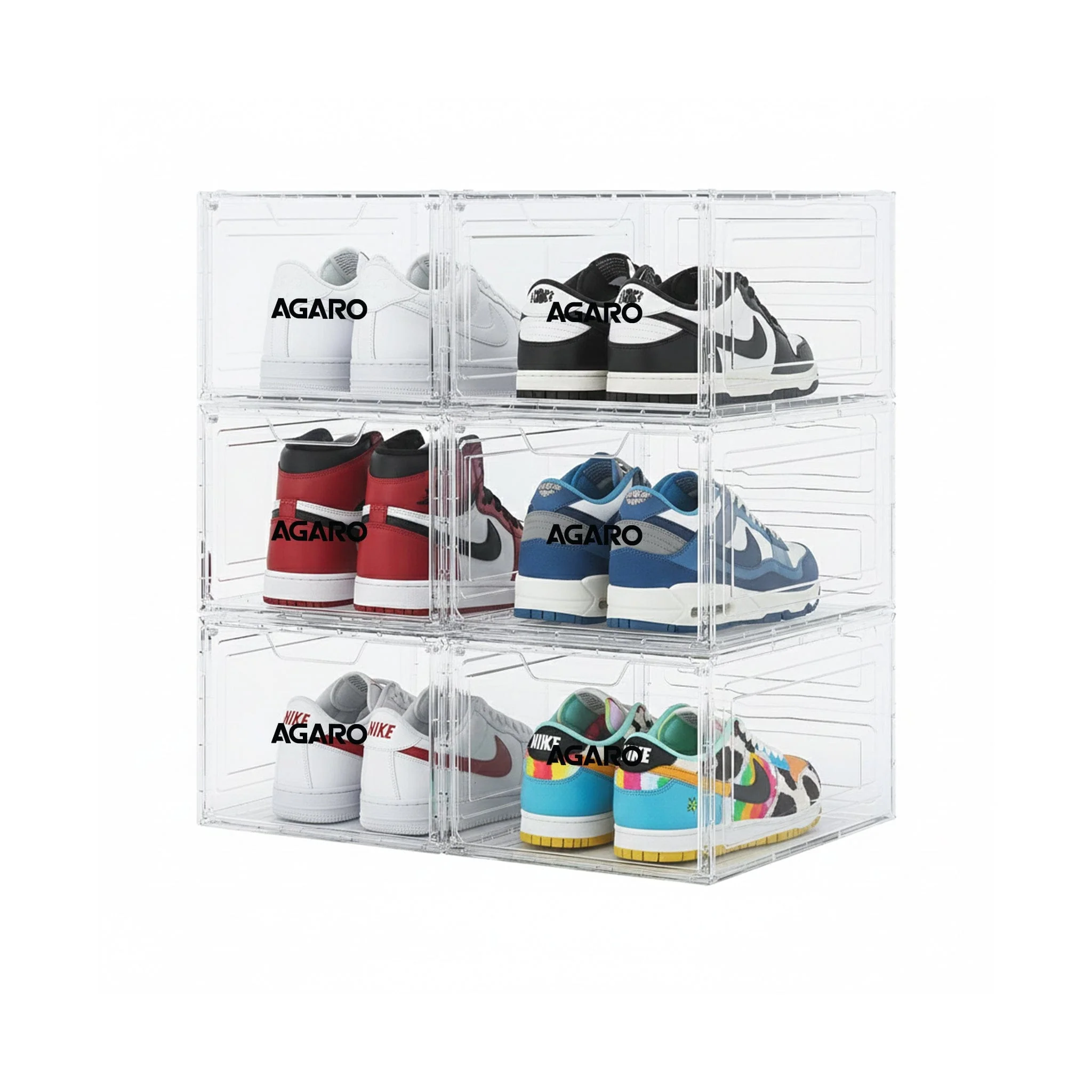 Stackable Shoe Storage Box Organizer | Heavy Duty, Transparent, Plastic Sneaker Crates Container with Magnetic Door |Space Saving|Organizer for Men & Women| Fits up to Size UK 12 - Image 4