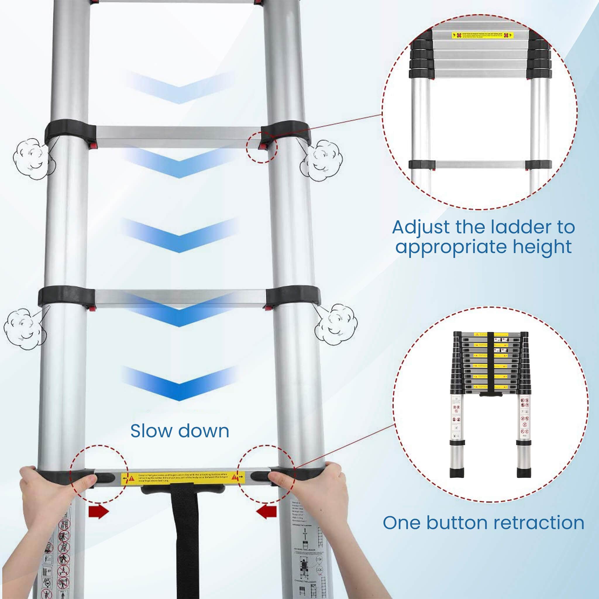 Telescopic Ladder 12.5 ft/13 Steps LD2019 - Image 5