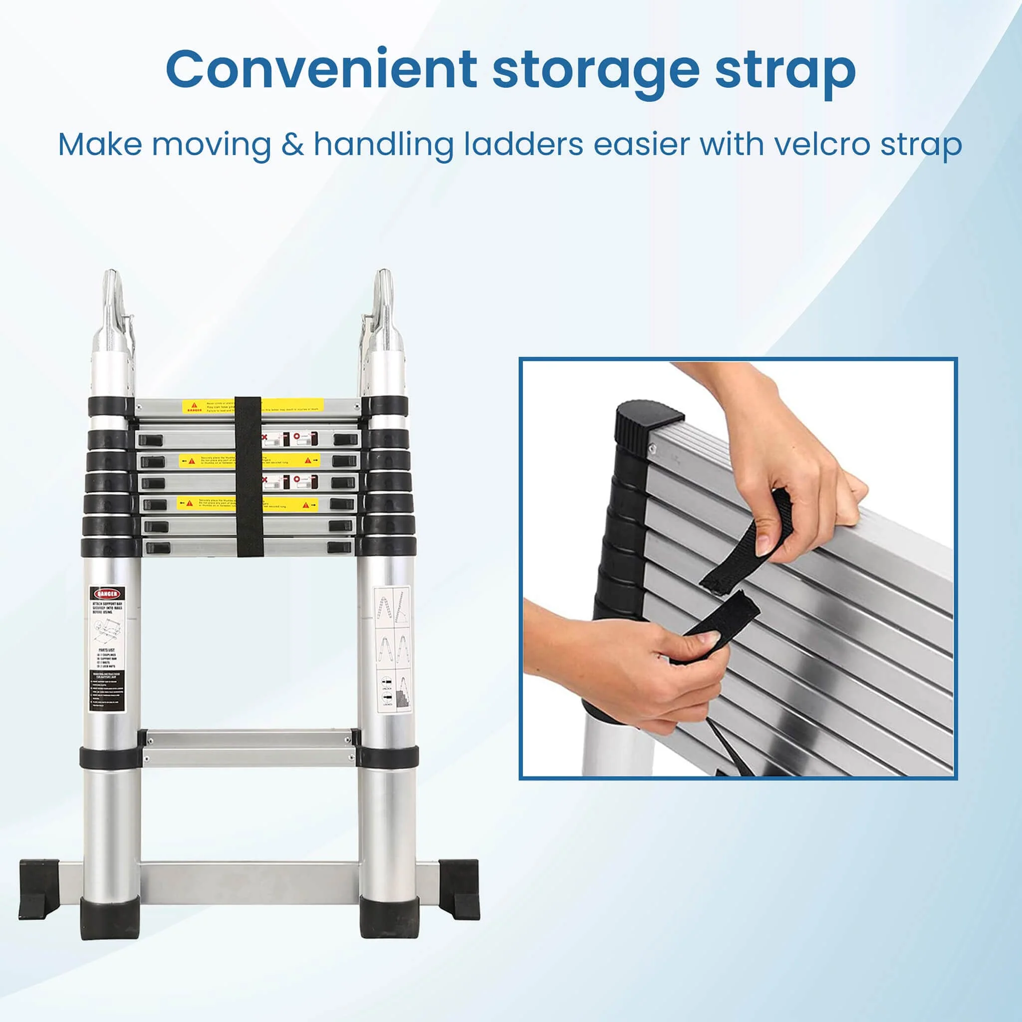 5.0m (16.5 ft) Aluminium Telescopic Ladder, 8x2 Steps Foldable Ladder, EN131 Certified, A Type Ladder, Lightweight, Collapsible, Max Load up to 150 Kgs, 5 Meters, 16.5 ft Silver - Image 4