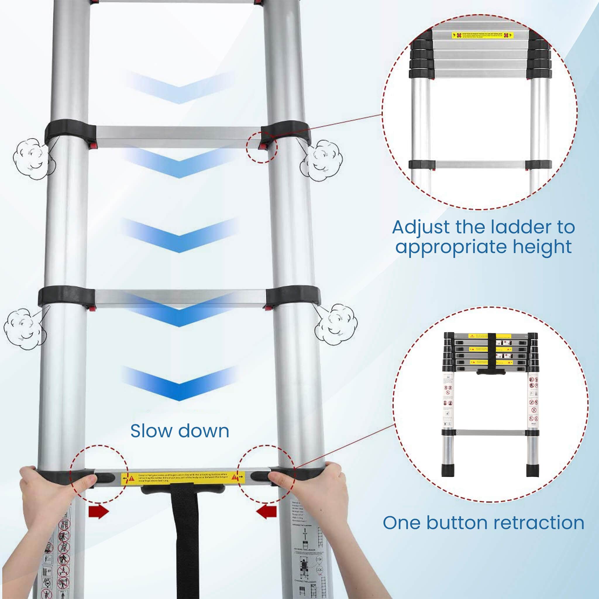 Telescopic Ladder 6.5 ft/7 Steps LD2014 - Image 5