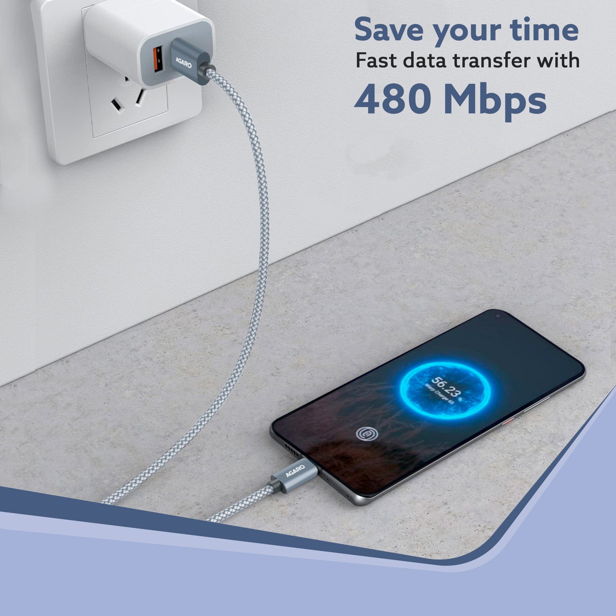 Type C to Type C Cable, 100W, 5A, Supports PD, Nylon Braided Fast Charging Cable, Compatible With Type C Devices Including Android Phone, iPhone, Laptop & MacBook, 2M, 480 Mbps Data Transmission - Image 3