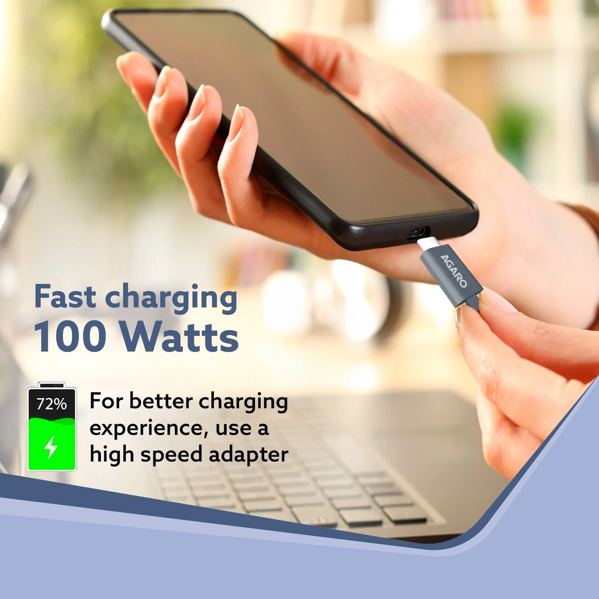 Type C to Type C Cable, 100W, 5A, Supports PD, Nylon Braided Fast Charging Cable, Compatible With Type C Devices Including Android Phone, iPhone, Laptop & MacBook, 2M, 480 Mbps Data Transmission - Image 4