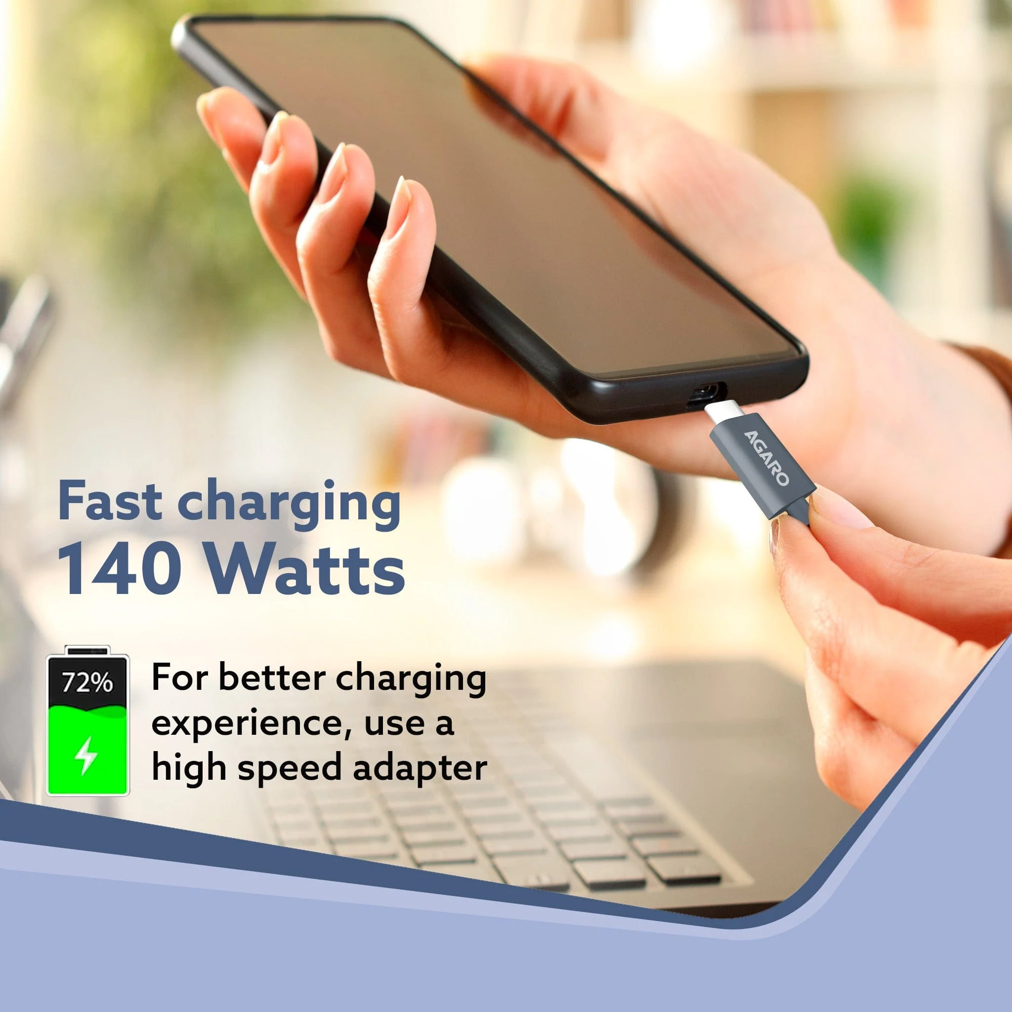 Type C to Type C Cable, 140W, Supports PD, Nylon Braided Fast Charging Cable, Compatible With Type C Devices Including Android Phone, iPhone, Laptop & MacBook etc, 1.5M, 480 Mbps Data Transmission - Image 4
