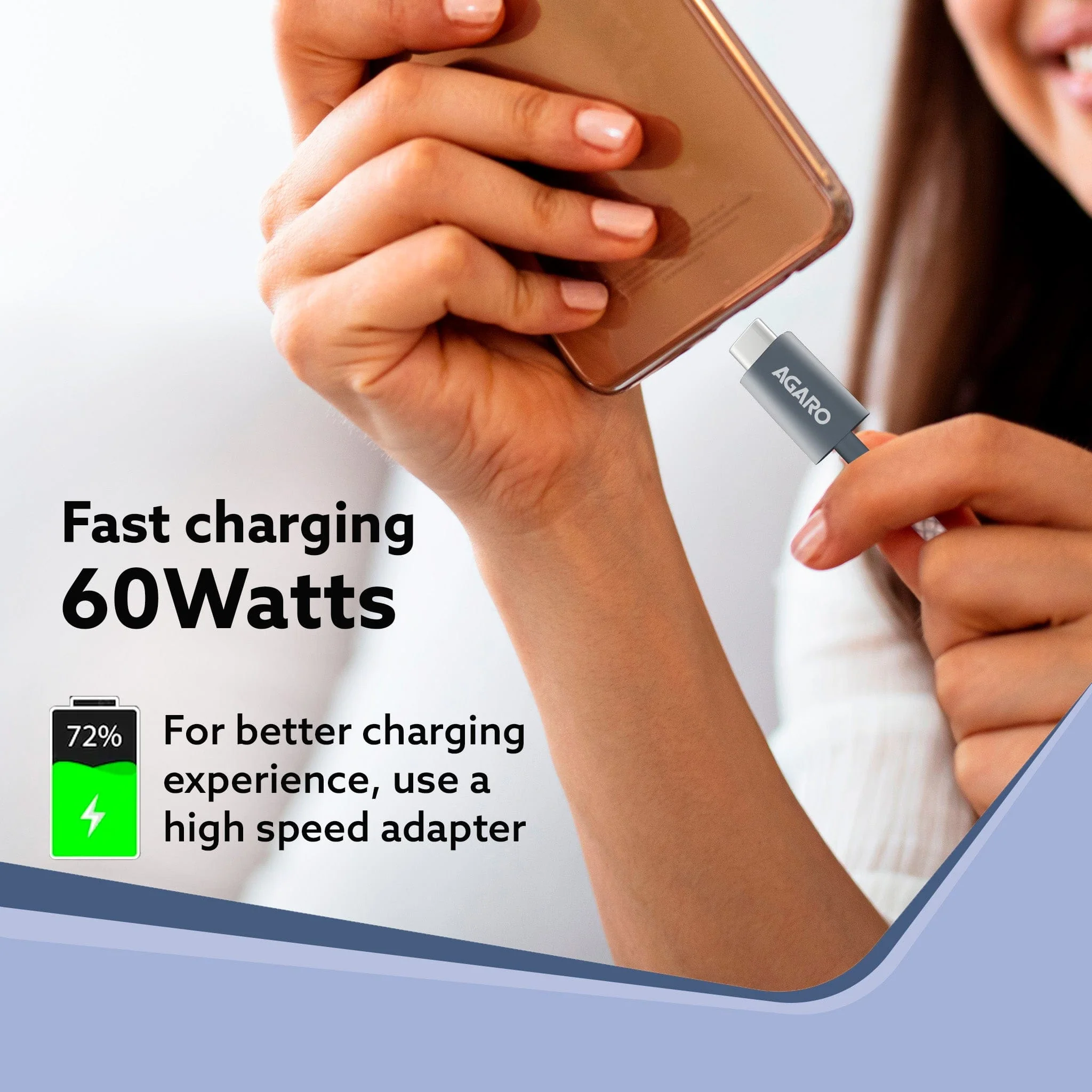Type C to Type C Cable, 60W, 4A, Supports PD, Nylon Braided Fast Charging Cable Compatible With Type C Devices Including Android Phone, iPhone, Laptop & MacBook, 1.5M, 480 Mbps Data Transmission - Image 4