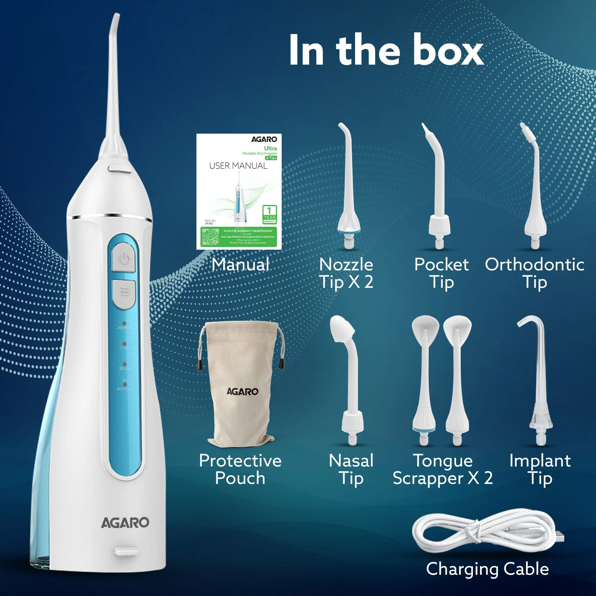 Ultra Plus Portable Dental Flosser: 8 nozzles, 4 modes, cordless, rechargeable, IPX7 waterproof, 200ml tank. Ideal for home/travel oral care. - Image 6