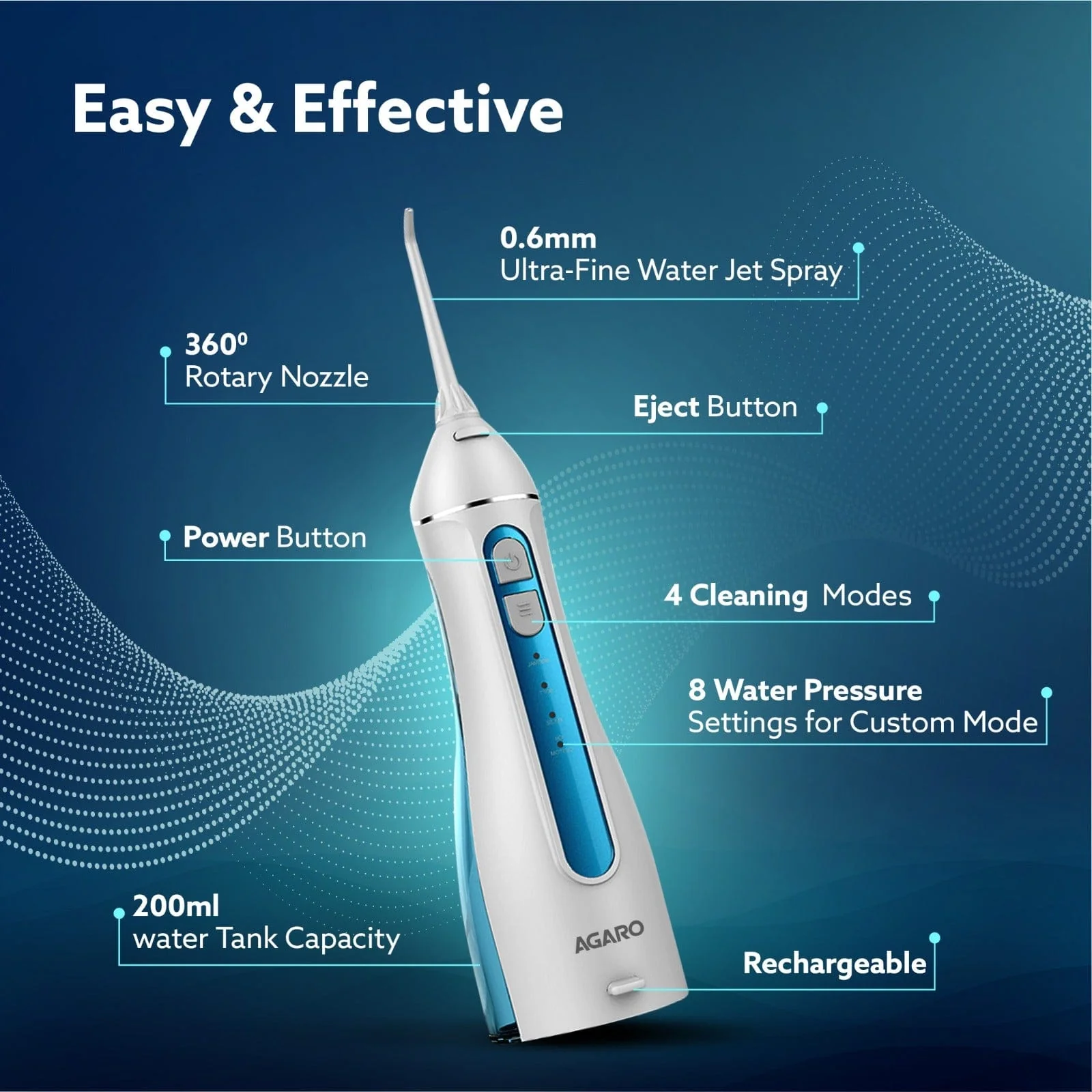 Ultra Plus Portable Dental Flosser for teeth, 5 Nozzles, Portable,Cordless & Rechargeable,4 Cleaning Modes,IPX7 Waterproof with 200ml Watertank, Flossing at Home & Travel,Oral Flosser,Oral Irrigator - Image 4