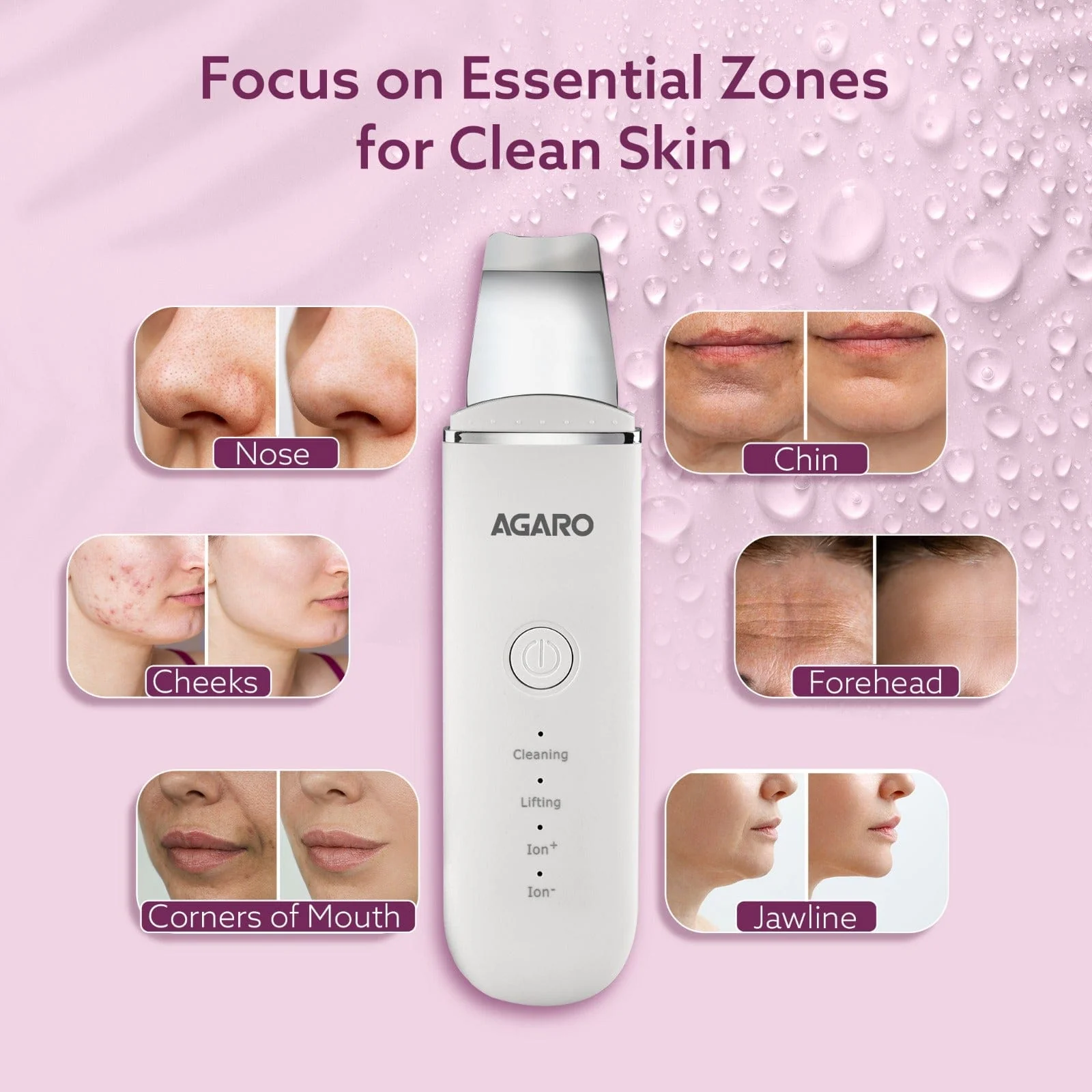 Ultrasonic Facial Skin Scrubber For Wet Skin,Blackheads Remover And Facial Pores Cleaner With 4 Modes,Stainless Steel Spatula,Rechargeable,White,Facial Cleansing Tool - Image 5