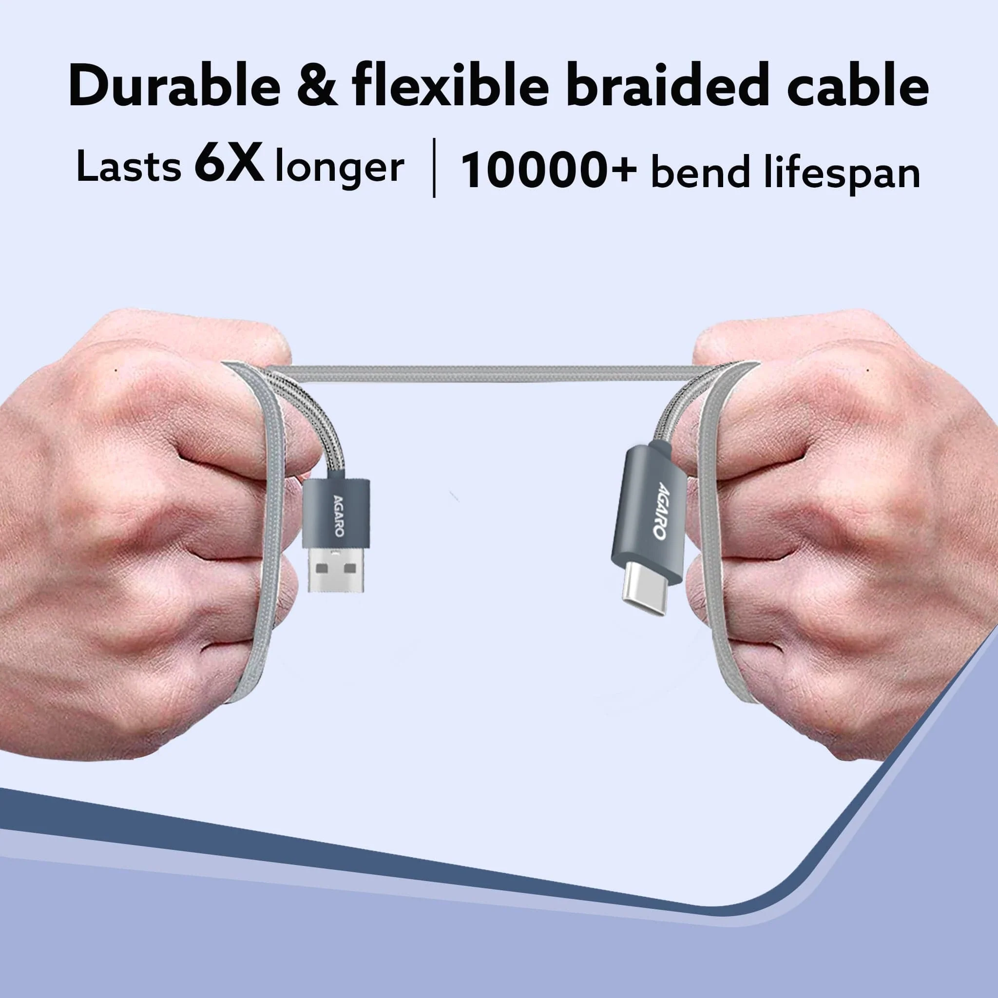 USB-A to Type C Cable, Unbreakable Braided Cable, 3A Fast Charging, Compatible with All Type C Devices Including Smartphones, Tablets etc, PD Technology, 1 M (3.2Ft), 480 Mbps Data Transmission - Image 5
