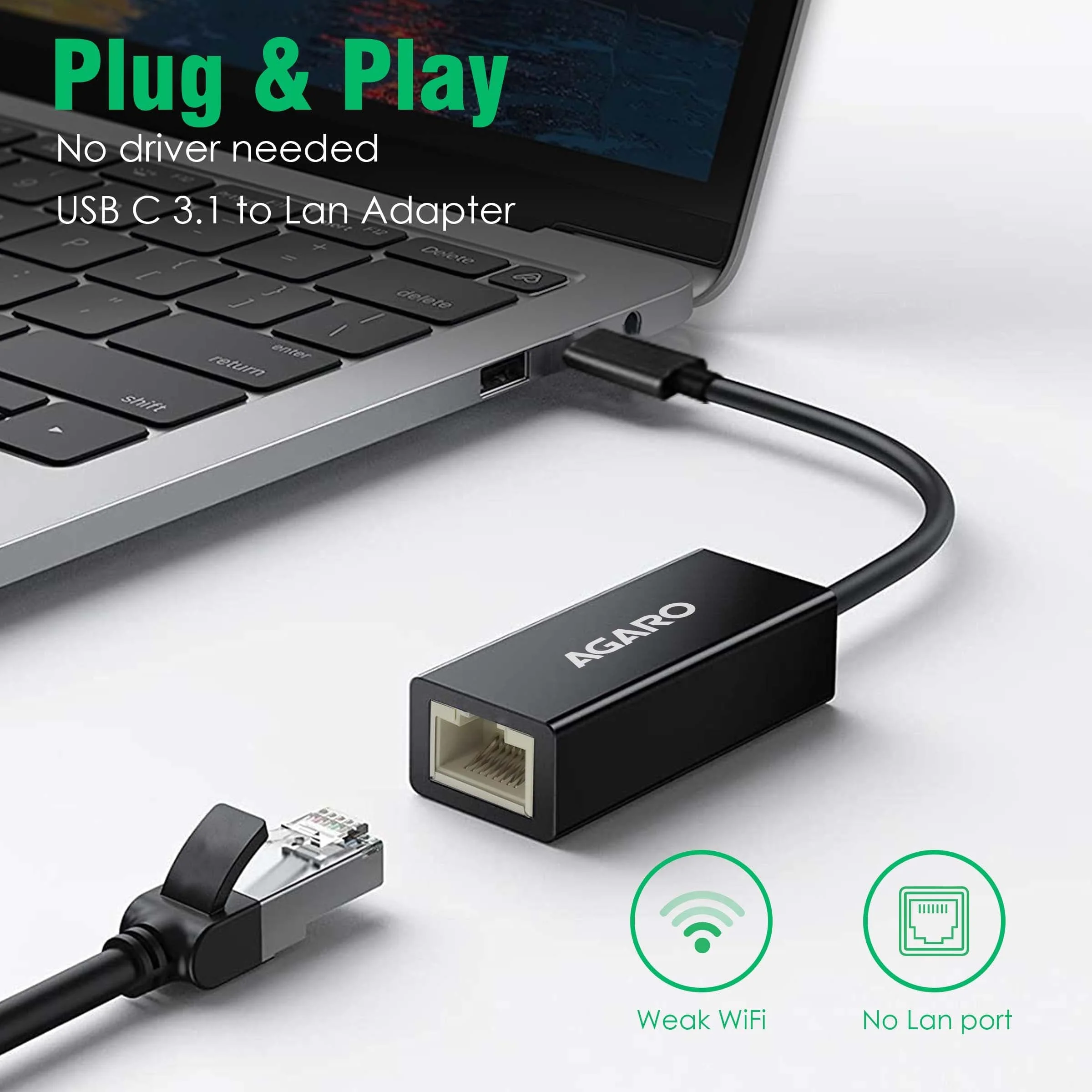 USB C to Ethernet Adapter, 4-in-1 RJ45 to USB C Thunderbolt 3/Type-C Gigabit Ethernet LAN Network Adapter - Image 5