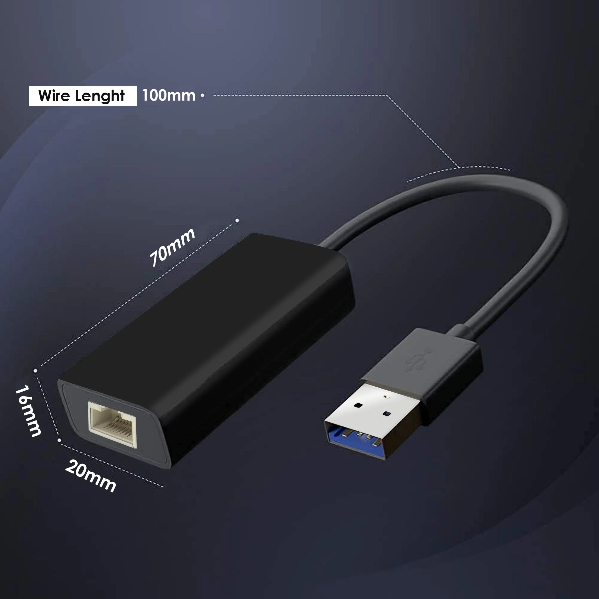 USB Ethernet Adapter, USB 3.0 to 10/100/1000 Gigabit Ethernet LAN Network Adapter, Plug & Play, Ethernet Compatible with Nintendo Switch MacBook Surface Pro Laptop PC Black - Image 7